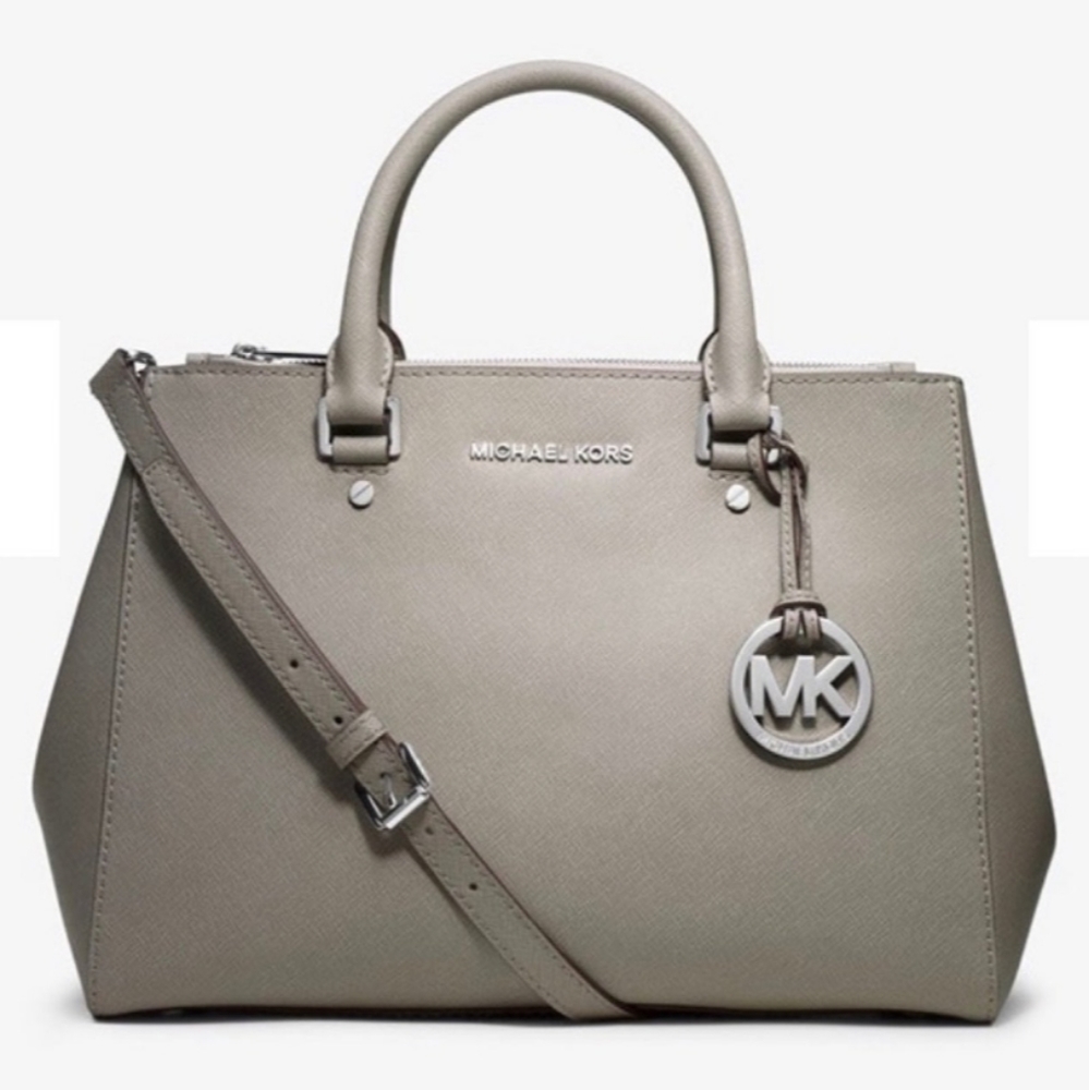 Michael Kors Sutton Saffiano Leather Satchel Grey Large - Picture 10 of 12